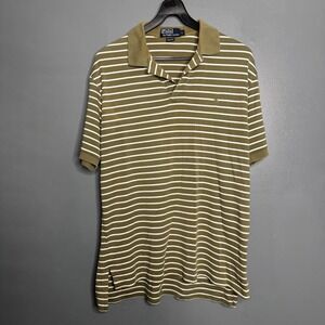 POLO Ralph Lauren Striped Short Sleeve Polo Shirt Large Green Soft Cotton Golf